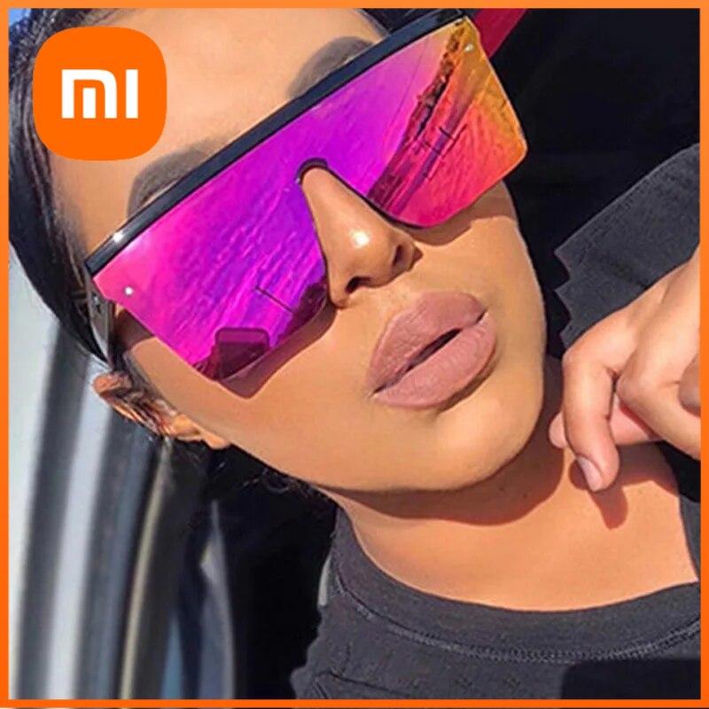 Xiaomi Nuevas Gafas de Sol de Montura Grande de Una Pieza, Gafas de Sol de Montura Cuadrada de Moda Europea y Americana para Mujeres, Gafas Coloridas