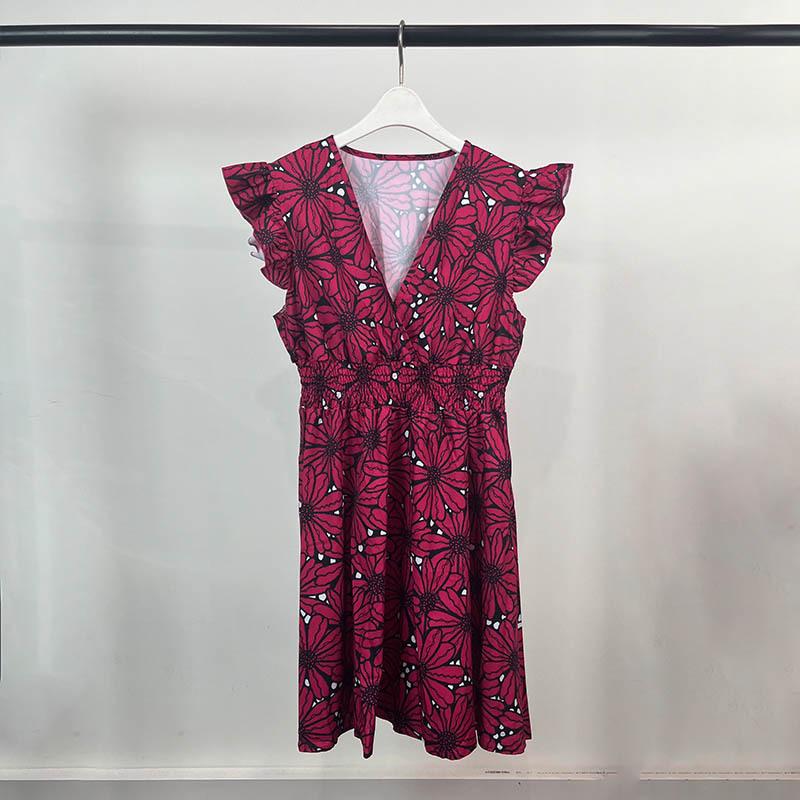2026 Spring Women s Fashion: Elegant Sleeveless V-neck European & American Style Printed Long Dress Extra Large