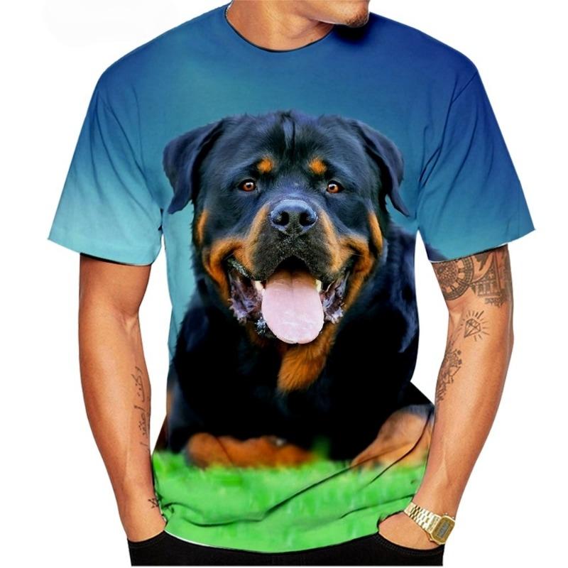 Cute Pet Dog Summer Men's T-Shirt 3D Rottweiler Fashion Print