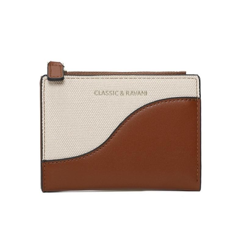 

EMY-li mini wallet ladies bifold bicolor cute Fashionable card case coin purse (brown)