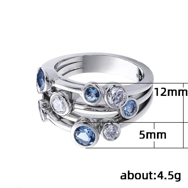 Three-Line Geometric Small Circle Two-Color Zircon Shape, Creative Ring Woman
