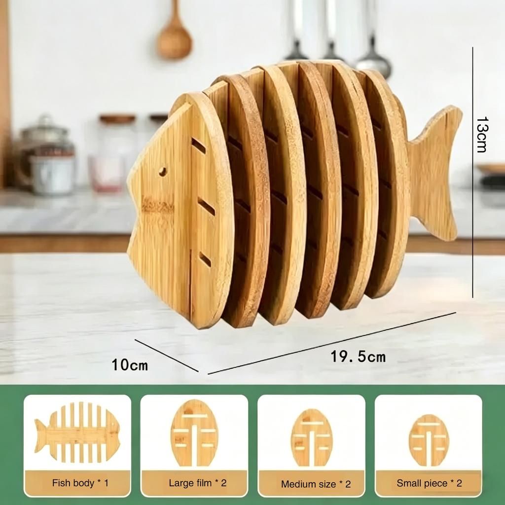 Household Bamboo Cup Coaster High Temp Resistant Non-Slip Table Placemat