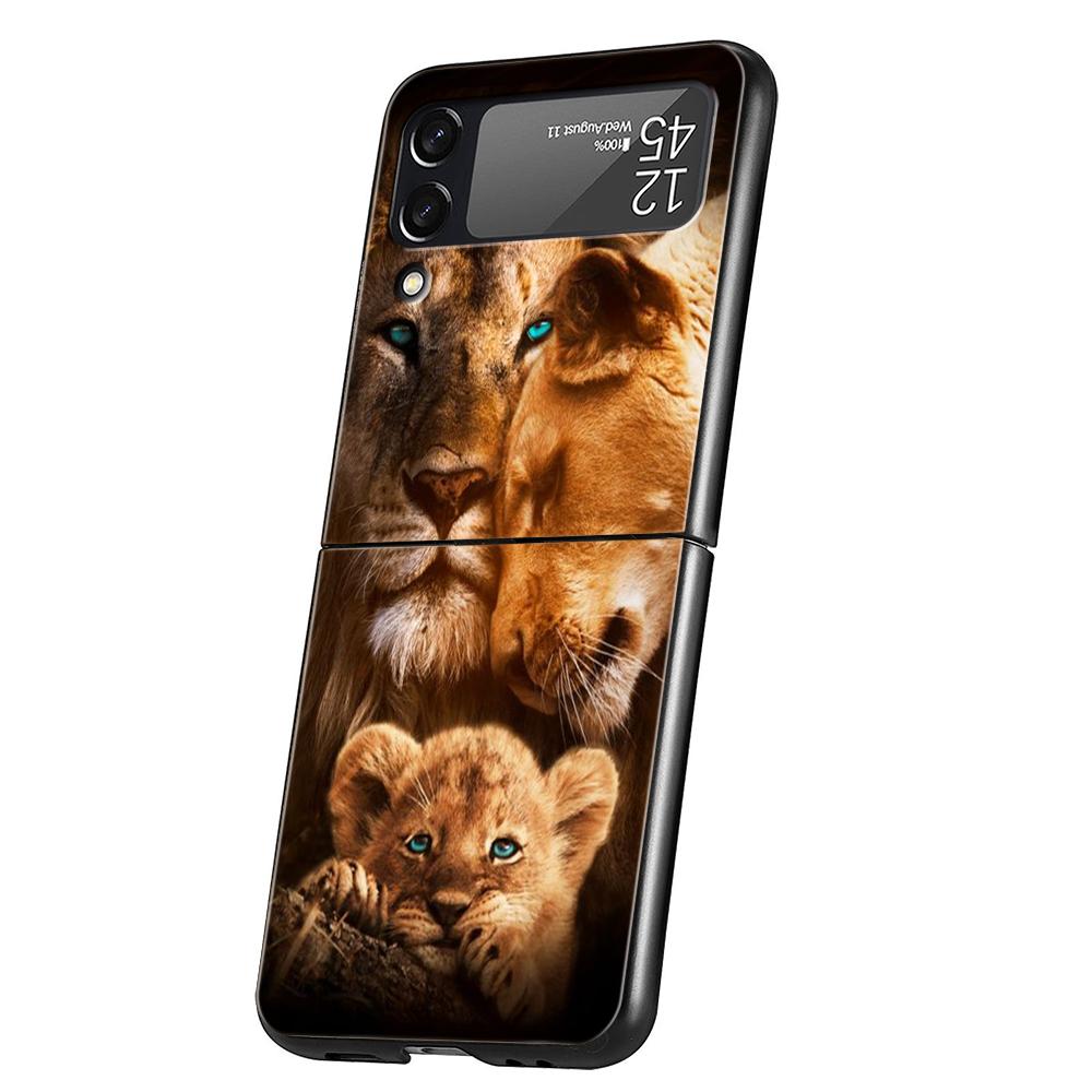 The Lion Hard PC Phone Case For Samsung Galaxy Z Flip 4 5 6 Transparent Cover For Galaxy Z Flip 3 Foldable Shockproof Cases Capa