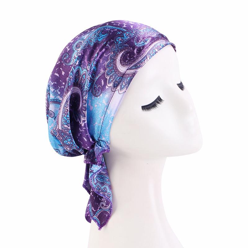 Floral Print Muslim Women Inner Hijabs Cap Arab Wrap Head Scarf Turban Bonnet Ready To Wear Hijab Femme Underscarf Caps Turbante