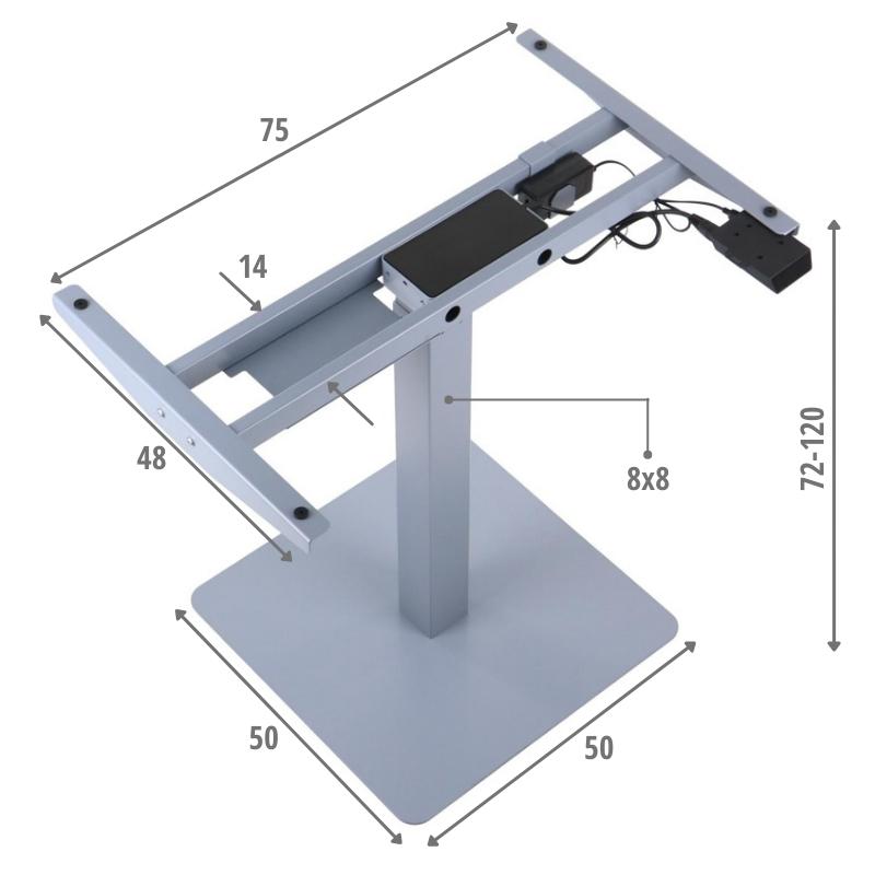 Frame with Electric Height Adjustment PRATO 05-2T/A GRAY