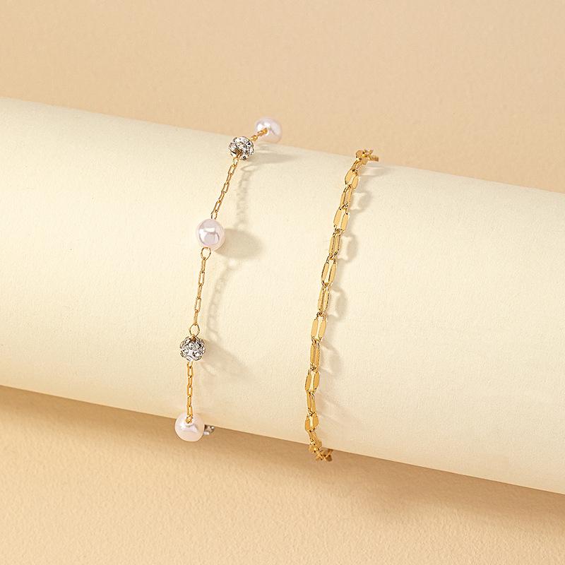 

Pearl & Diamond Inlaid Bracelet - Korean Style, Elegant Luxury for Women