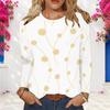 Plus Size Women Long Sleeve Shirt Abstract Glitter Gold Green Swirl Print Crew Neck Casual Loose Pullover Blouse