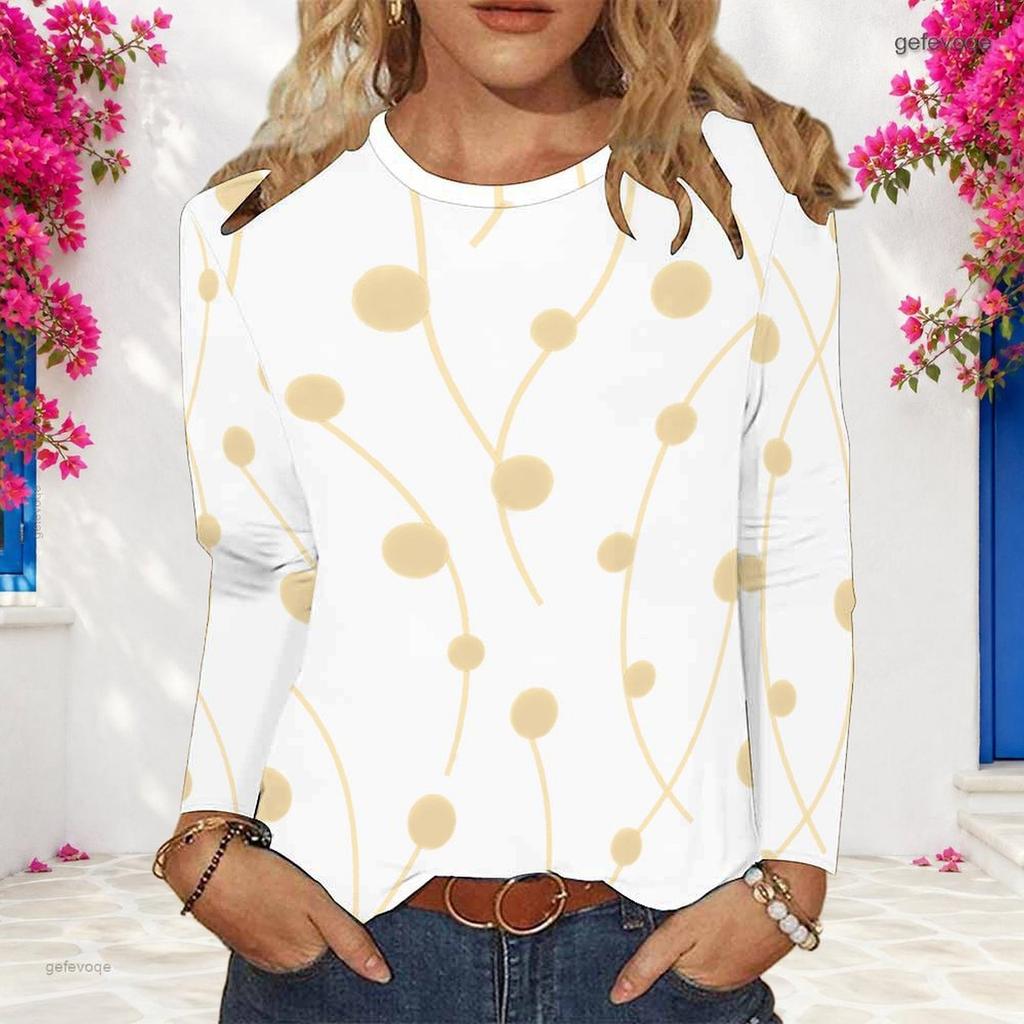 Plus Size Women Long Sleeve Shirt Abstract Glitter Gold Green Swirl Print Crew Neck Casual Loose Pullover Blouse