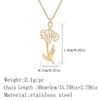 Kinitial Birth Month Flower Pendant Necklace Stainless Steel Iris Chain Charm Jewelry Bridesmaid Fashion Gift For Women