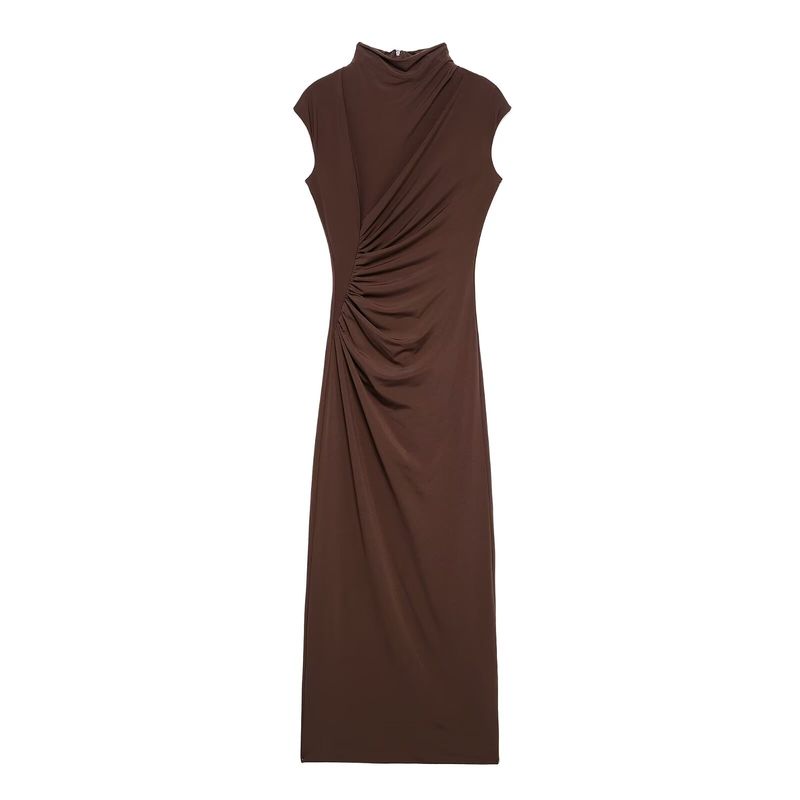 Kaslead New Arrival Women's Clothing Fashion Style Ruched Decorative Waist Silm Midi Skirt Dress 4661245