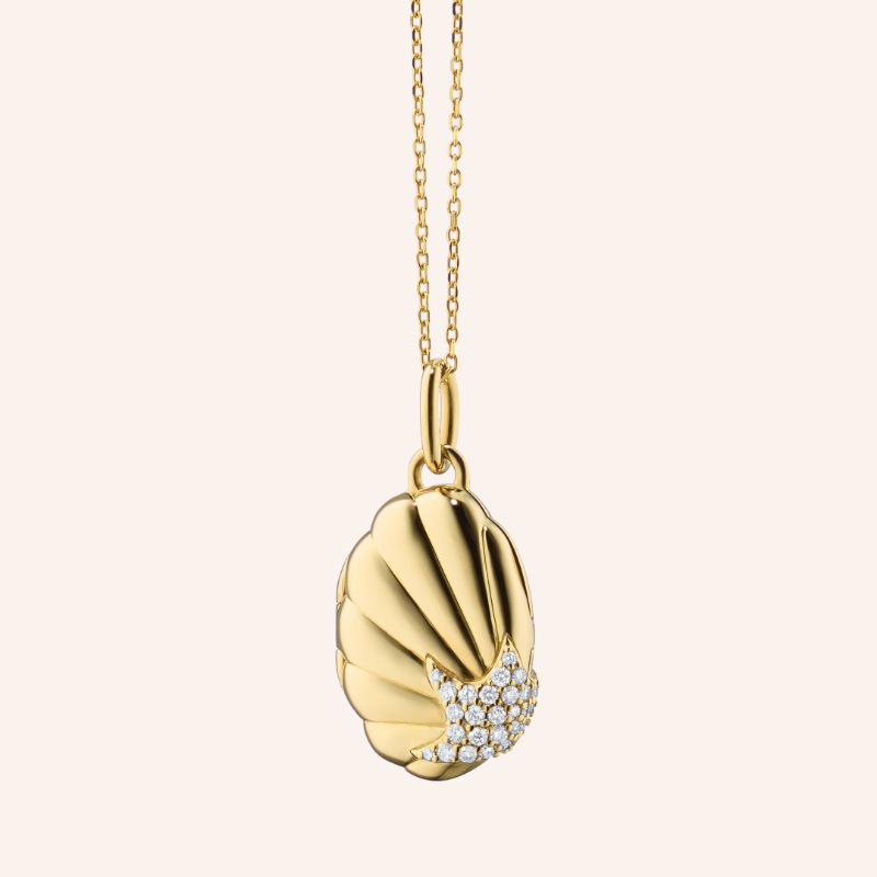 

Personalized Necklace Open And Close Shell Photo Album Zircon Pendant Necklace Collarbone Chain Electroplated Gold Color Retention