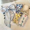 French Pastoral Style Hair Tie Elegant Rose Plum Blossom Bag Strap Bag/Hair Accessories Silk Scarf Headband Women Girls
