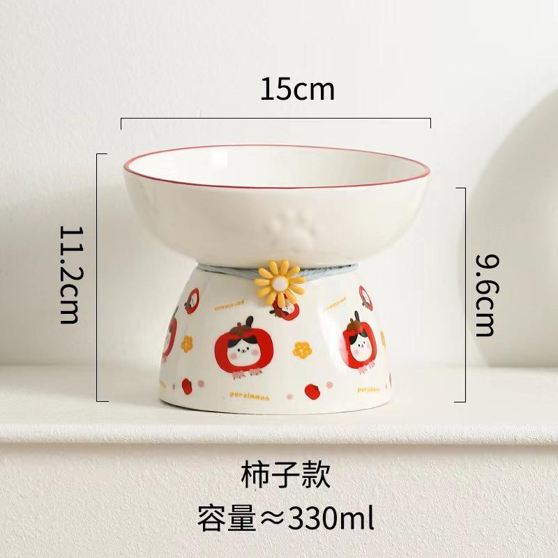 Multi-use Ceramic Cat Bowl Cute Anti Tipping Pet High Foot Bowl Slanted Mouth Non-slip Pet Drinking Feeder Kitten Puppy