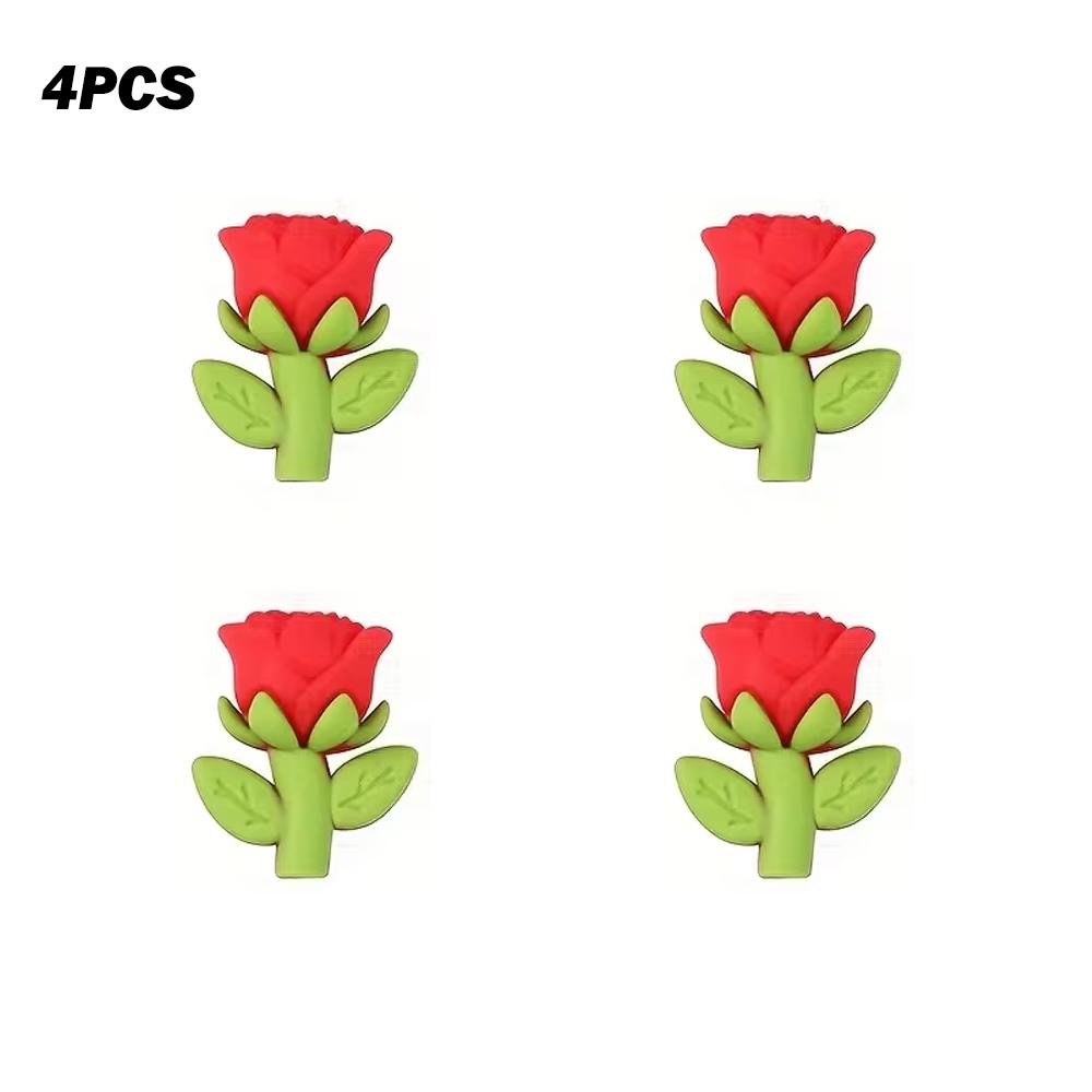 

4/25/64 PCS Valentine s Day Rose Silicone Bead Set, perfect for DIY handmade crafts such as keychains, necklaces, bracelets, etc
