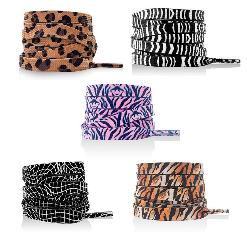 Fashion Shoes Cswo01 Men's Classic Flat Shoelaces For Sneakers Print Animal Leopard Zebra Snake Shoe Laces Creative Unisex Casual Canvas Shoelace 1 Pair 120Cm