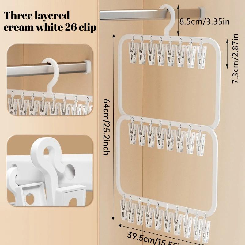 Multi-clip Sock Drying Rack Multi-functional Removable Space-saving Socks Underwear Baby Saliva Towel Household Storage Rack