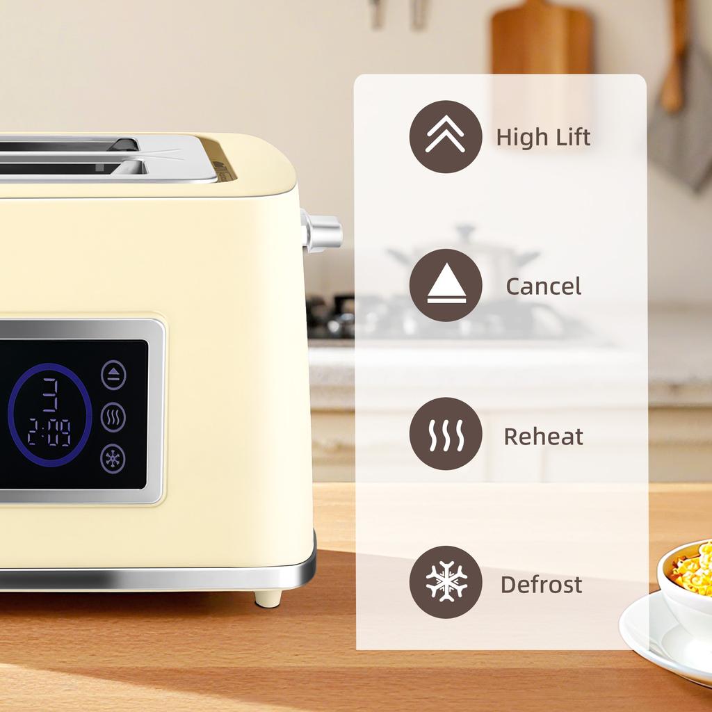 Touch Screen Kettle and Toaster Set - Cream