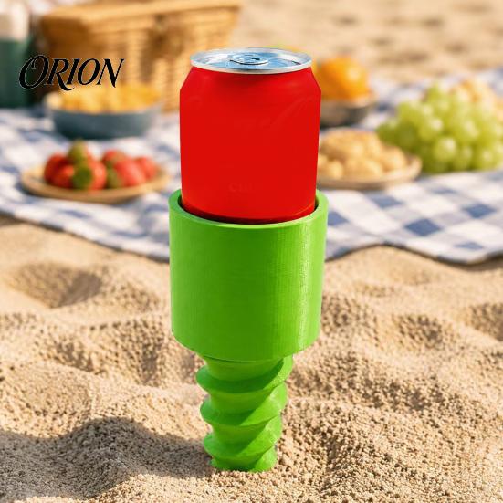 Ground Beverage Stake Beach Sand Cup Holder, Stable Spiral Screw-in Stake, 3D Drink Holder Print Portable Coaster for Lawn Picnic And Camping Garden