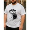 European Size Minimalist Abstract Basketball Men's Printed Short-sleeved Shirt, Regular Sweat-absorbing and Quick-drying Sports T-shirt