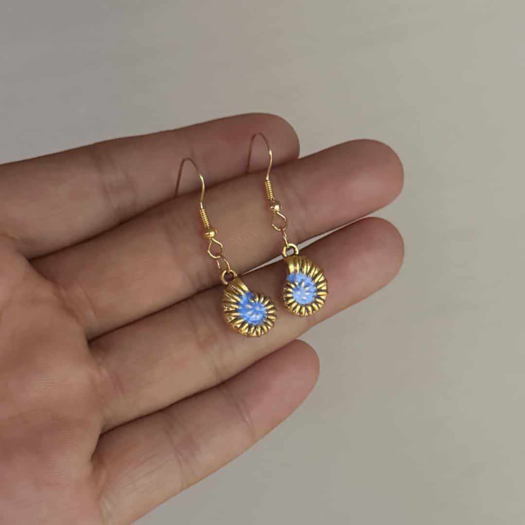 

Glow in the Dark Conch Shell Earrings, 18k Gold Earrings, Beach Vacation, Seashell Dangle