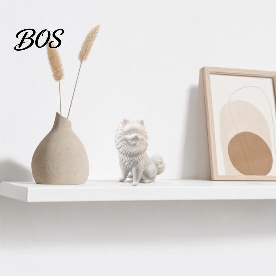 Pomeranian Collectible Figure 3D Printed Cute Dog Figurine, White Twisting Head Puppy Statue, Small Fun Animal Figurine Desktop Ornament for
