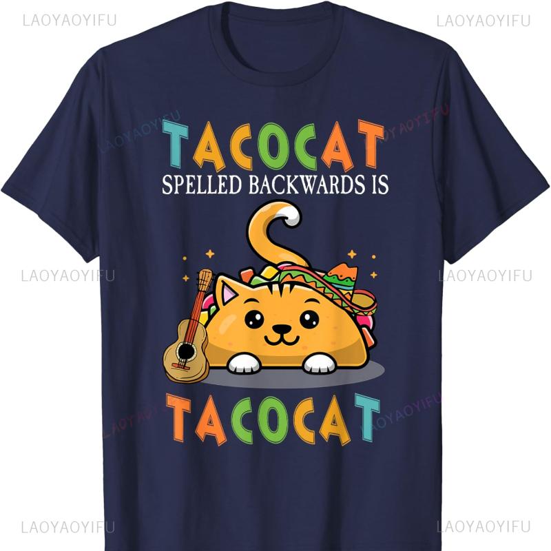 Tacocat Spelled Backward Is Tacocat Tee Love Cat and Taco TShirt Harajuku Clothes Shirts for Gothic Comfortable Top unisex