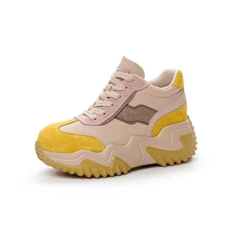 New personalized color matching sports shoes student outdoor casual muffin thick sole inner height increase heel dad shoes