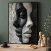 Chic Black & White Abstract Woman Art Print for Living Room, Bedroom, Cafe, or Kitchen