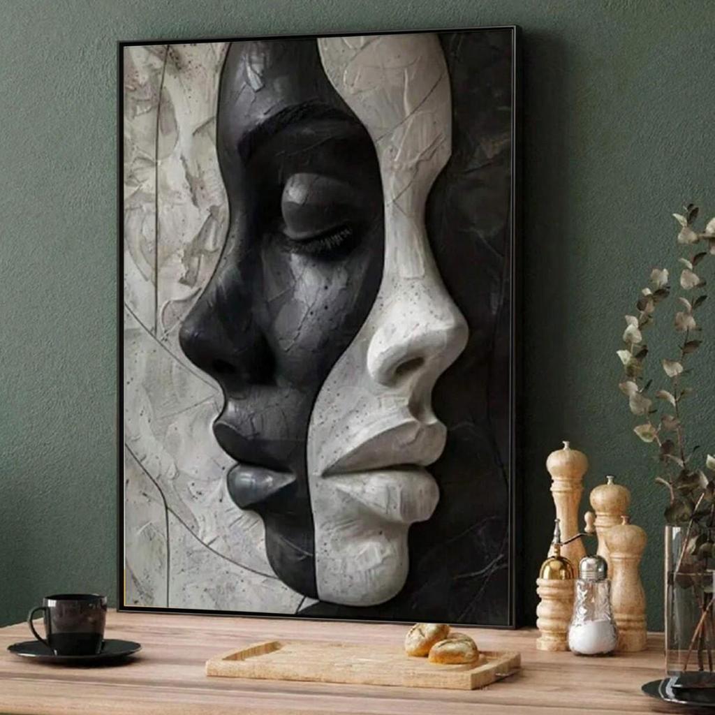 Chic Black & White Abstract Woman Art Print for Living Room, Bedroom, Cafe, or Kitchen