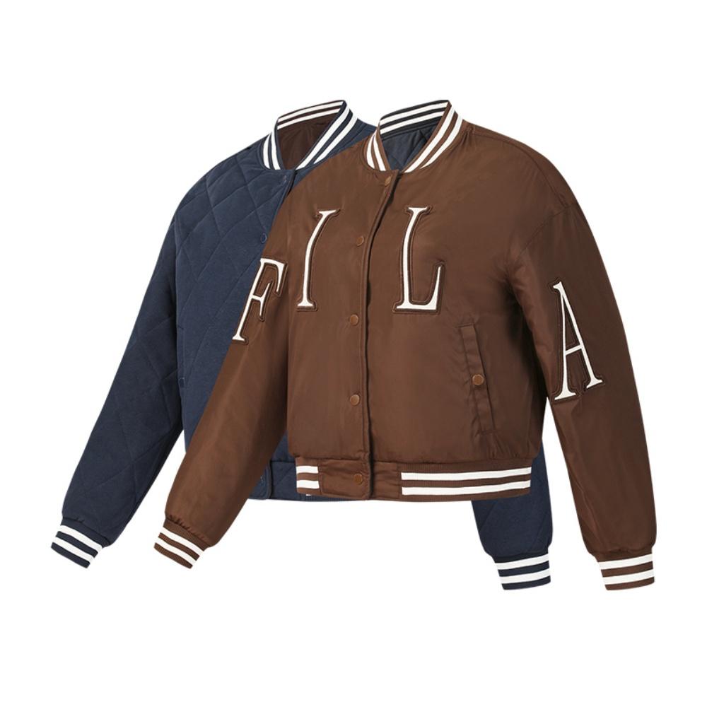 FILA Tennis Reversible Classic Fashion Simple Casual Sports Versatile Comfortable Loose Baseball Jacket Women jackets Brown A11W543712FBN