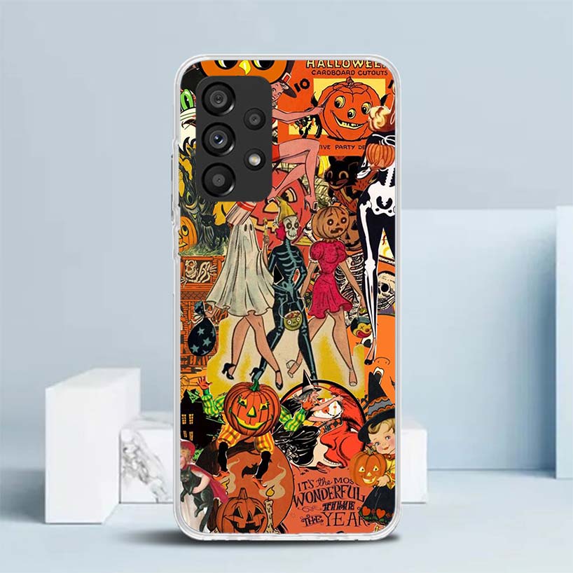 Halloween Fall Art Witch Cat Soft Cover for Samsung Galaxy A17 A37 A57 A16 A26 A36 A56 A15 A14 A55 Phone Case A13 A53 A25 A35 A2