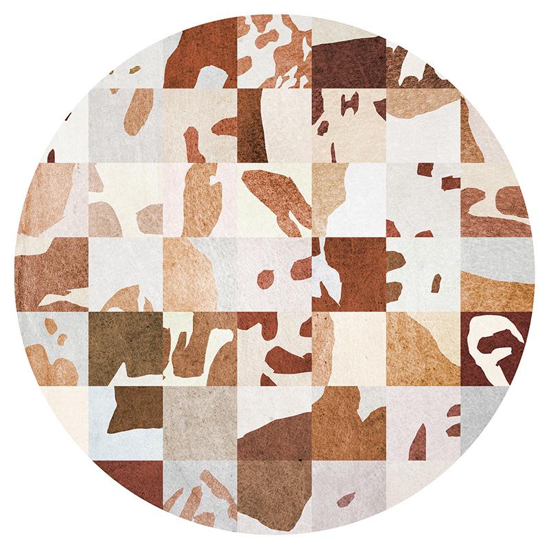 

Круглый коврик из искусственной кожи коровьей кожи с принтом зебры и леопарда Diameter 60 cm