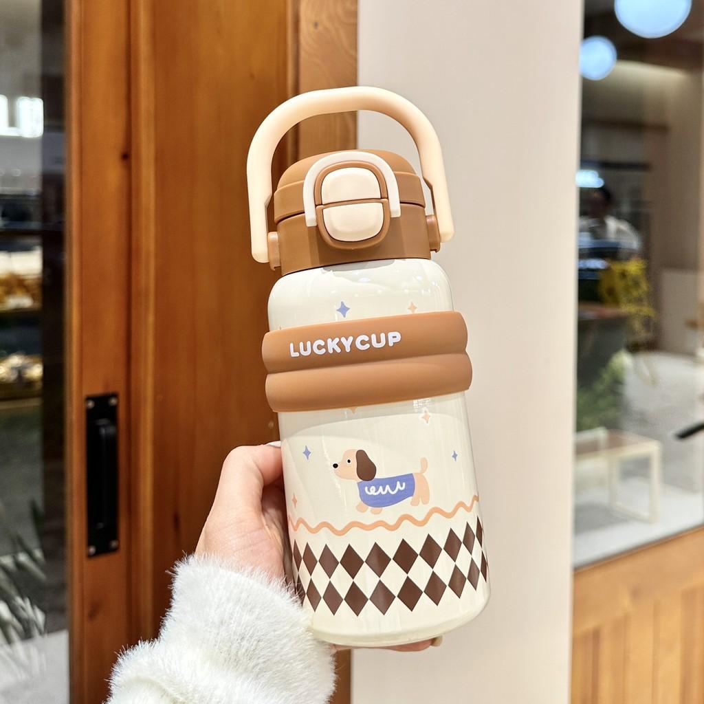 Kids Cartoon Stainless Steel Insulated Cup With Handle For Children And Students