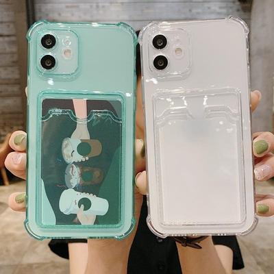 Stoßfeste Kartenfach Silikon Soft Case Hülle für iPhone 16 Pro Max 15 14 13 12 Pro MAX 12 Pro 11 X XR XS 7 8 Plus Transparent Handyhülle