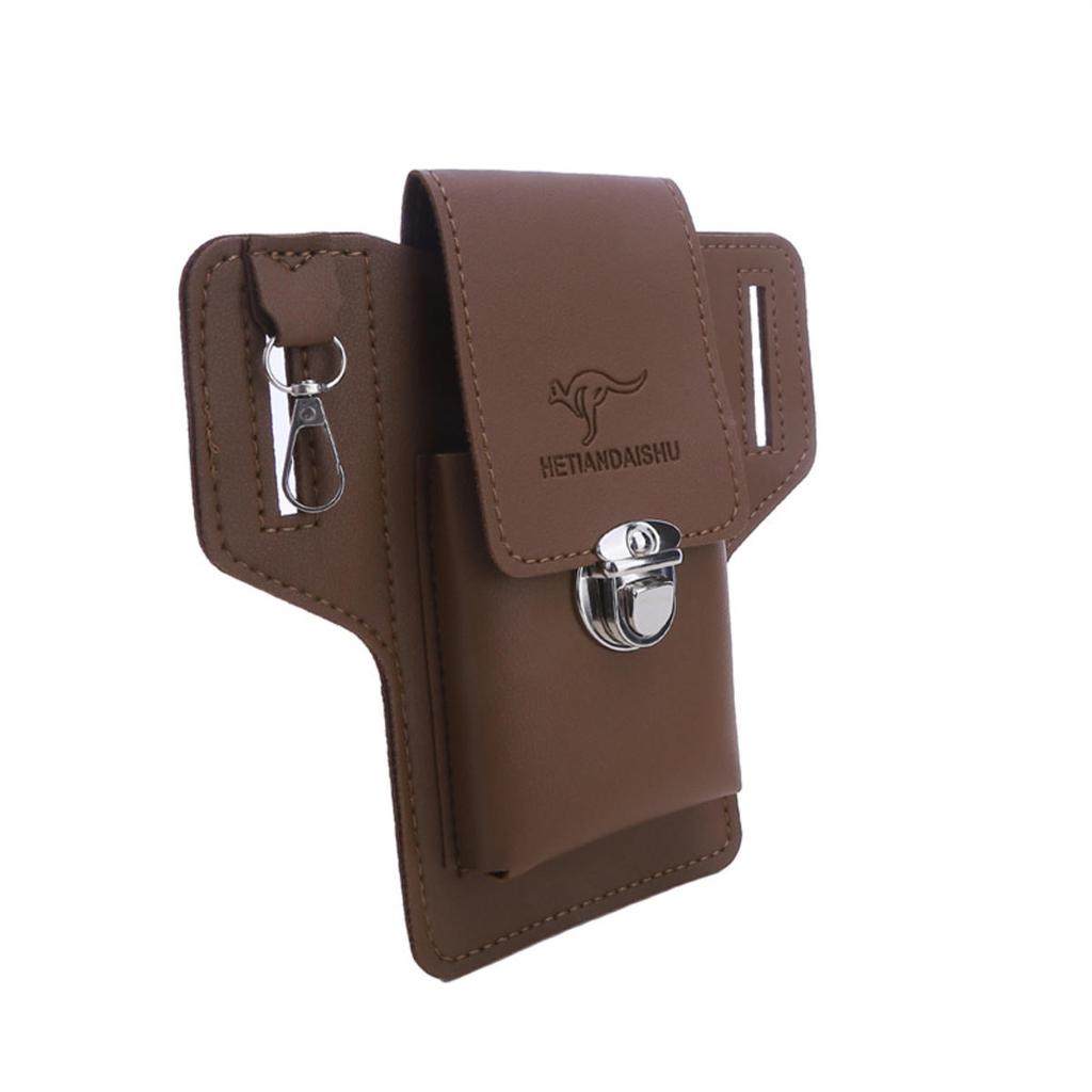 Phone Belt Bag For Men Cellphone Pouch Portable Wallet Waistpack Multifunctional PU Leather Fanny Pack Vertical Case Gift