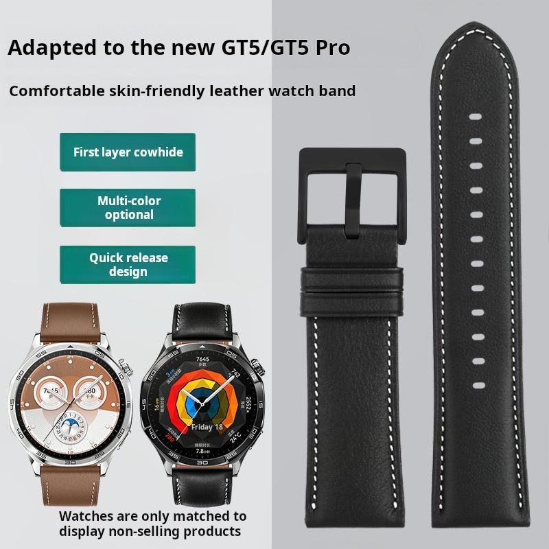 For New Huawei GT3 PRO GT4 Gt5 Gt5pro Ultimate 46 Genuine Leather Smart Watchband 22mm Quick Release Watch Strap men Accessories