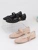 Rhinestone Mesh Ballet Flats Women Shoes Summer Breathable Black Elegant Mary Janes Buckle Strap Casual Ladies Shoes Footwear