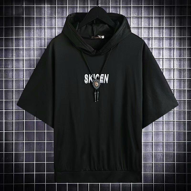 Men's Trendy Hooded Summer T-Shirt - Loose Fit Short-Sleeved