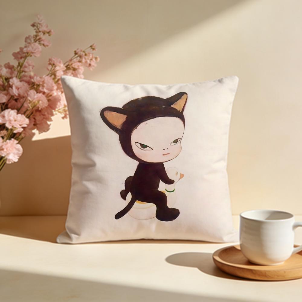 Stylish YYoshitomo Naraes Cushion Cover Stylish Washable Pillow Cover Ideal for Couch Bedroom Car Decoration