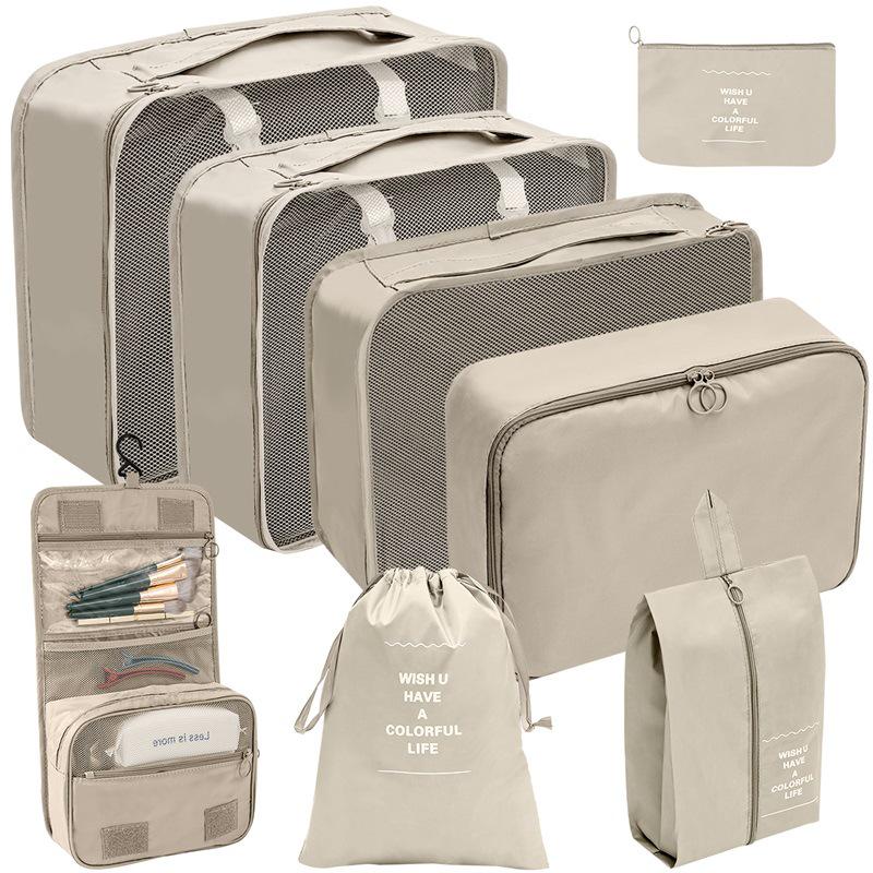 Travel Storage Set: Foldable Toiletry, Makeup, Clothes, Shoes, Digital Accessories, and Drawstring Luggage Bags.