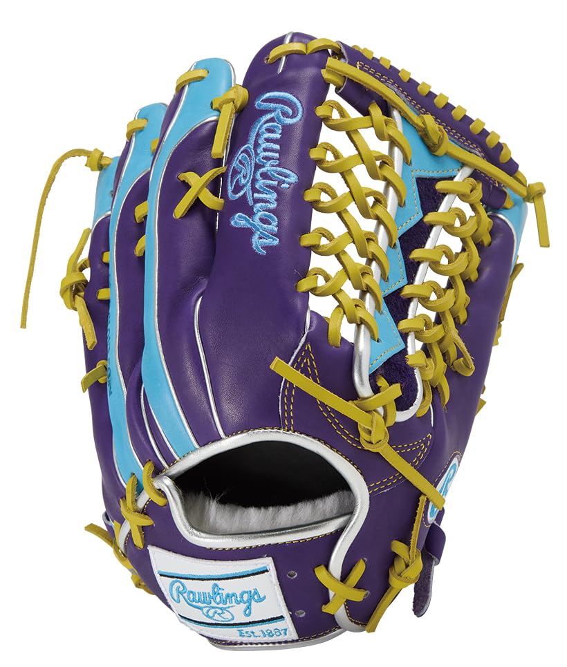 Rawlings PRO EXCEL Wizard COLORS GR5FHW2CB88MG Baseball Throw HOH® #02 Glove, Soft, Outfielder's, Purple/Sax, 12.5 Inches, Left-Handed