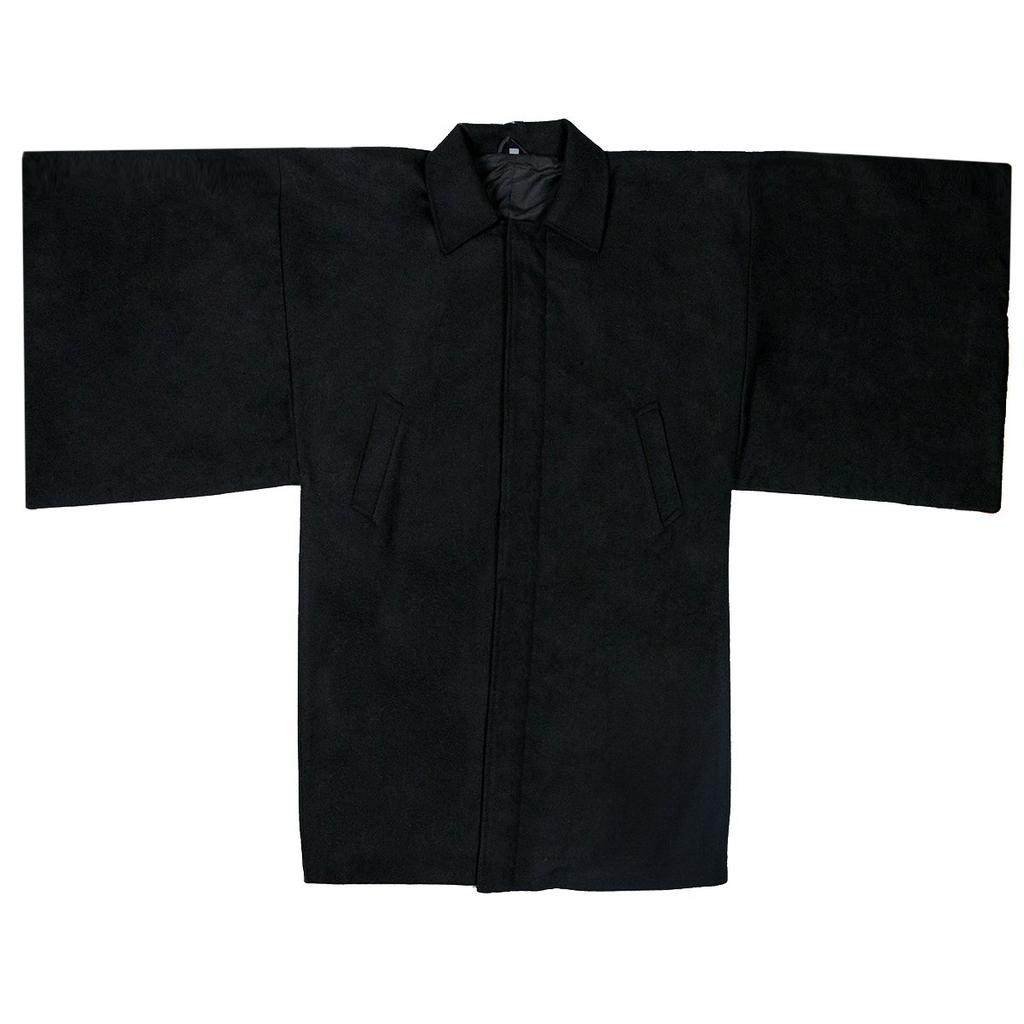 KYOETSU Wool Blend Kimono Coat with Square Sleeves Men's (M, Black)