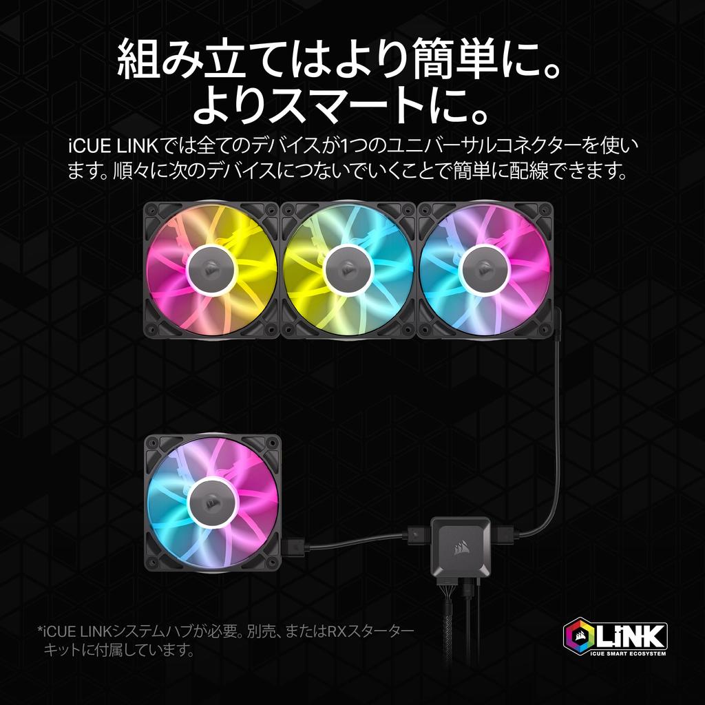 Corsair ICUE LINK RX140 RGB-Erweiterungskit, 140 mm PWM-PC-Gehäuselüfter, Einzelpackung, Schwarz, CO-9051019-WW