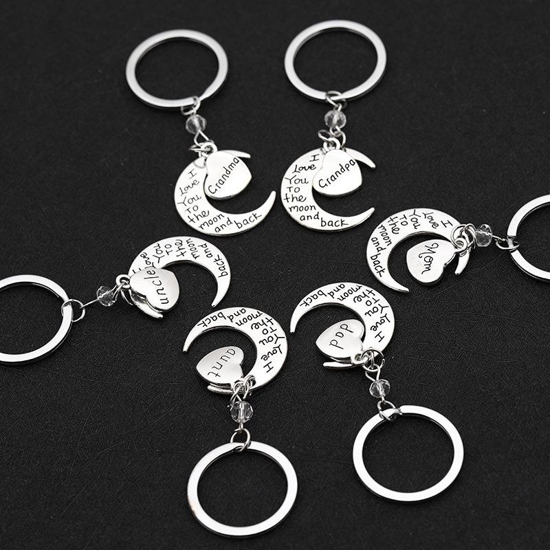1pcs Grandpa/Son I Love you to the moon and back Key Ring Keyring Xmas Gift Silver