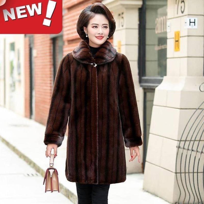 mitation fur coat velvet water mink fur coat middle-aged mother whole mink fur coat medium and long