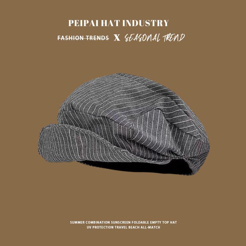 Hat, pleat, versatile, vintage painter's hat, literary casual octagonal hat, Japanese soft-brimmed hat