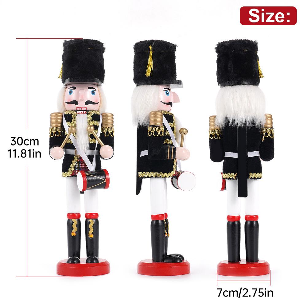 3pcs12inch Wooden Nutcracker Christmas Decor Soldier Traditional Handpainted Decorative Home/Office Christmas Decor In Gift Bo