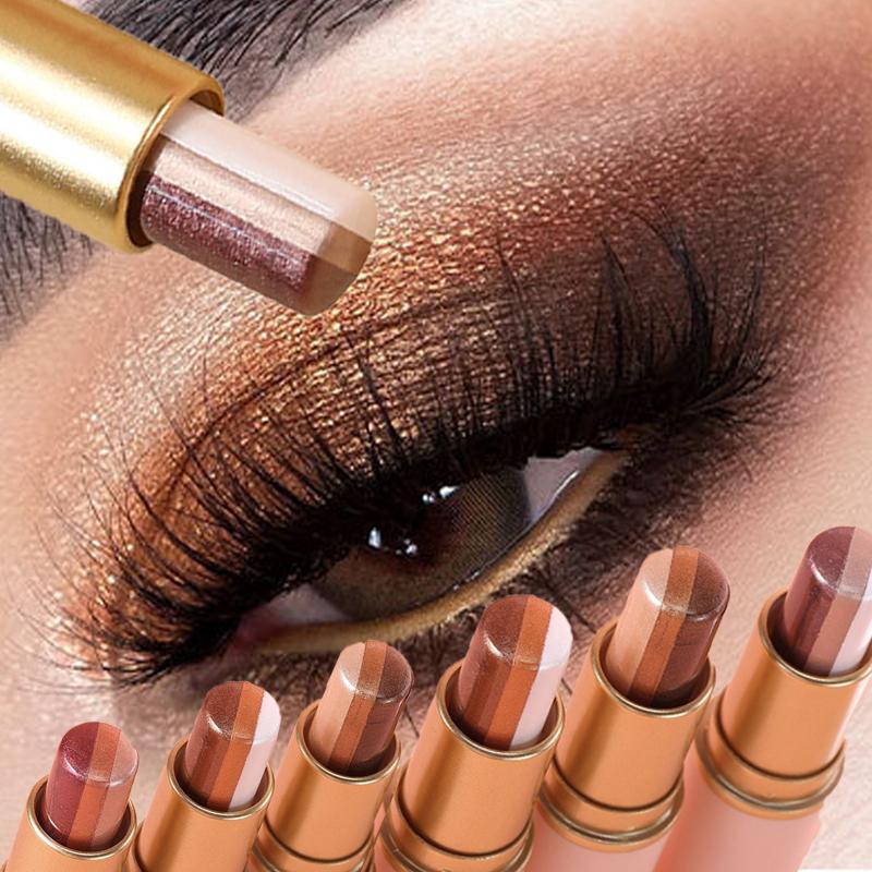 Three Color Eyeshadow Stick Glitter Highlight Shadow Stick Eye Makeup Waterproof Lasting Shimmer Metallic Eyeshadow Makeup
