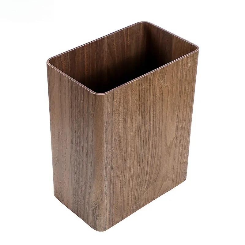 Simple Rectangular Garbage Can Wooden Storage Bucket Wastebasket Creative Home Kitchen Trash Can Home Cleaning Tools Accessories