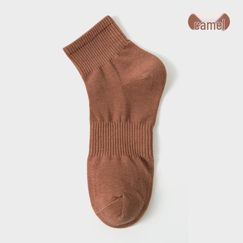 Men's Spring-Summer Mid-Calf Combed Cotton Socks - Anti-Pilling, Odor-Resistant, Thickened Sports Socks (Solid Color)